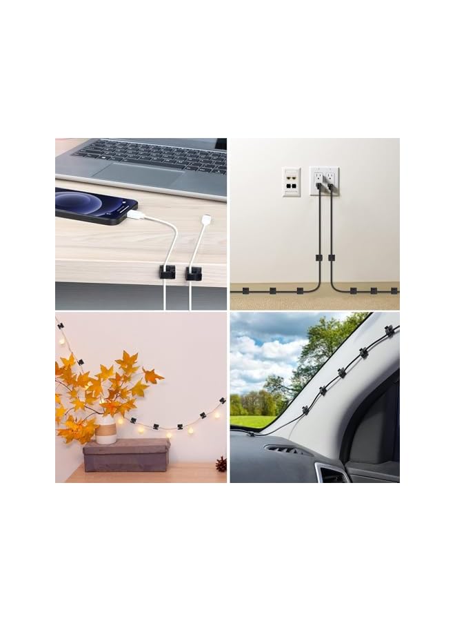 3M 100Pcs Small White Black Adhesive Cable Clips for Cord Management Under Desk Nightstand Phone PC Charger Plug Speaker TV Cord Holder Keeper Hook Wall Wire Organizer Car Dash Cam - Image 5